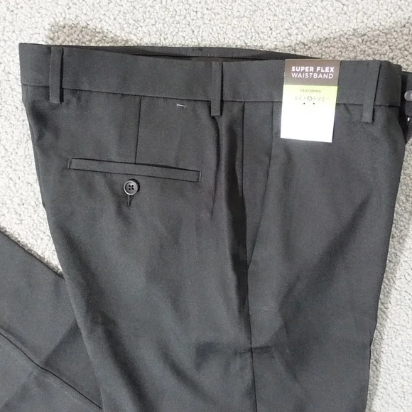 Haggar Performance Dress Pants Men 30x32 Super Flex Waistband Polyester Black - Picture 2 of 8